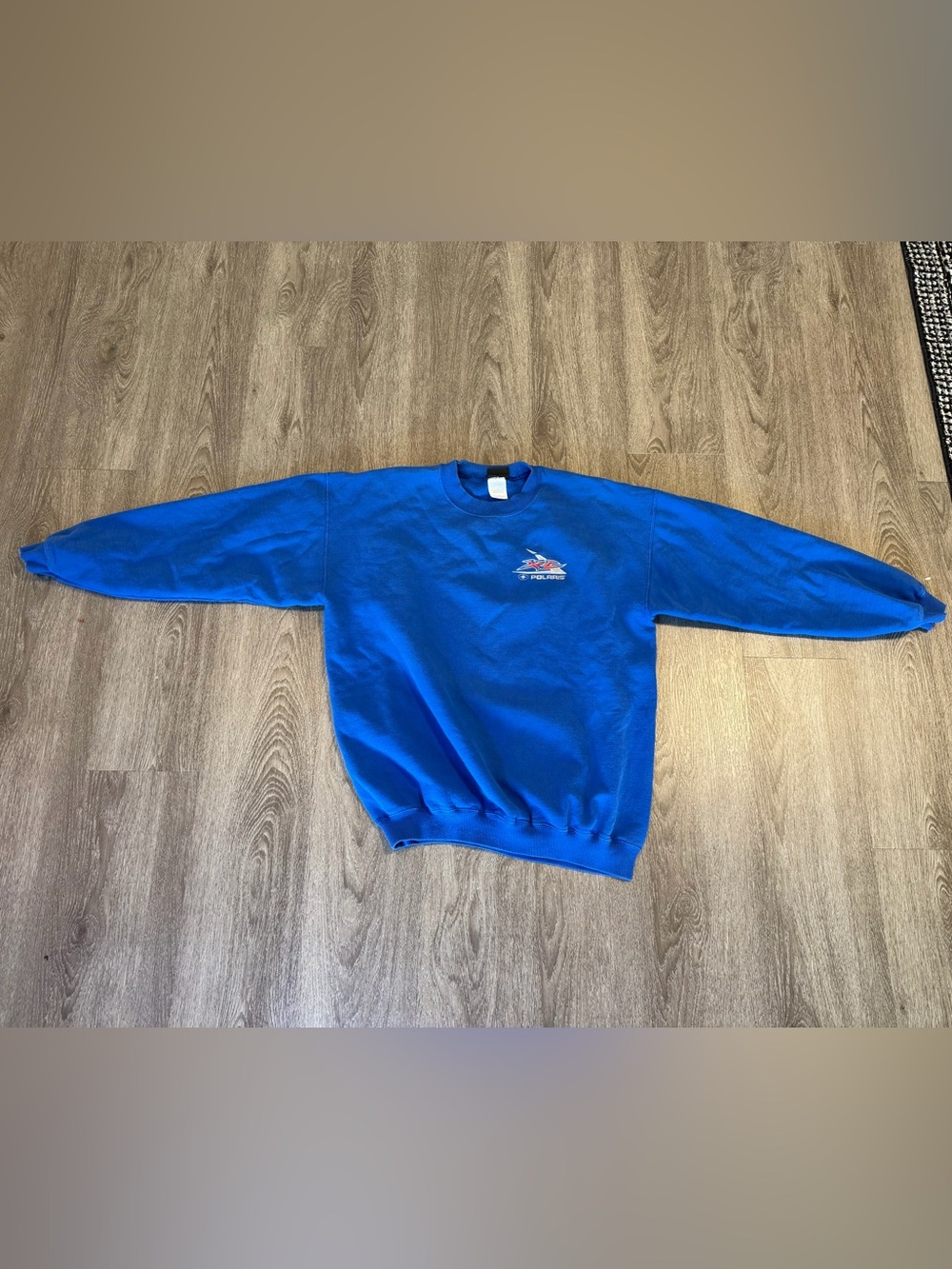 Vintage Polaris XL Snowmobile Graphic Sweatshirt Mens Size Large Blue 1990s